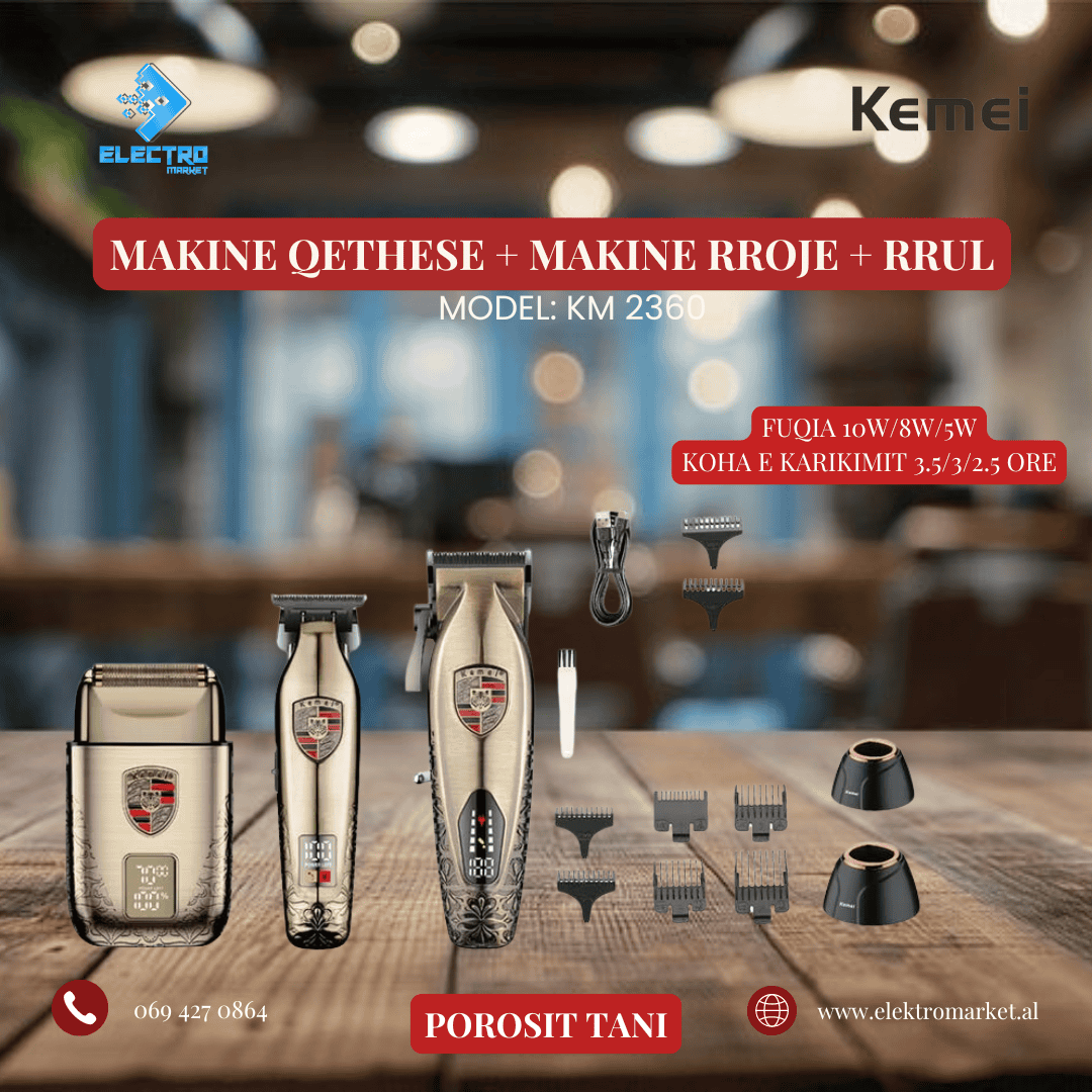Kemei KM 2360 Makine Qethese Makine Rroje Rrul