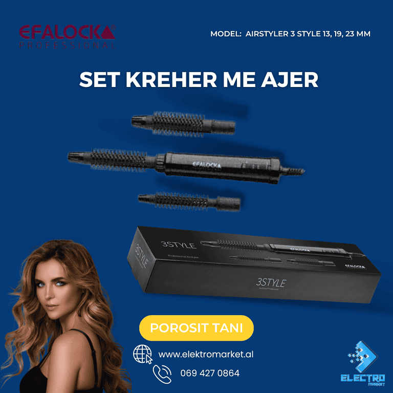 Set Kreher Me Ajer Profesional Efalock Airstyler 3 style 13,19,23 mm